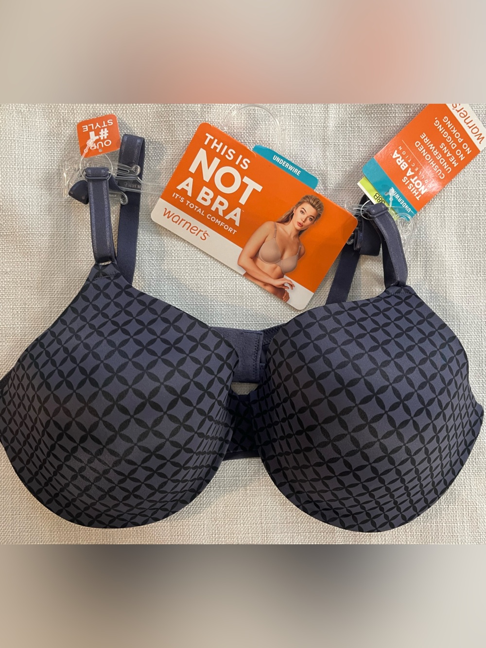 Warner's This Is Not a Bra Women's T-Shirt Bra - Navy Geometric 38B NWT
